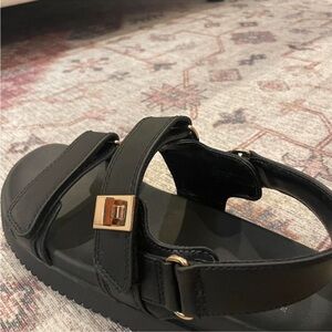 Black Sandals with Gold Buckle
